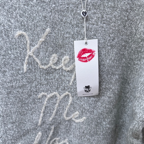 NEW Wildfox Keep Me Warm Gray and White Alpaca Sweater - Women's Medium - Picture 6 of 7